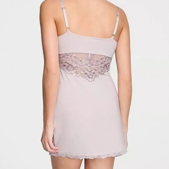 Victoria's Secret Slip Dress Meduim Modal Lace-Trim Tan Sweetheart  buttery-soft