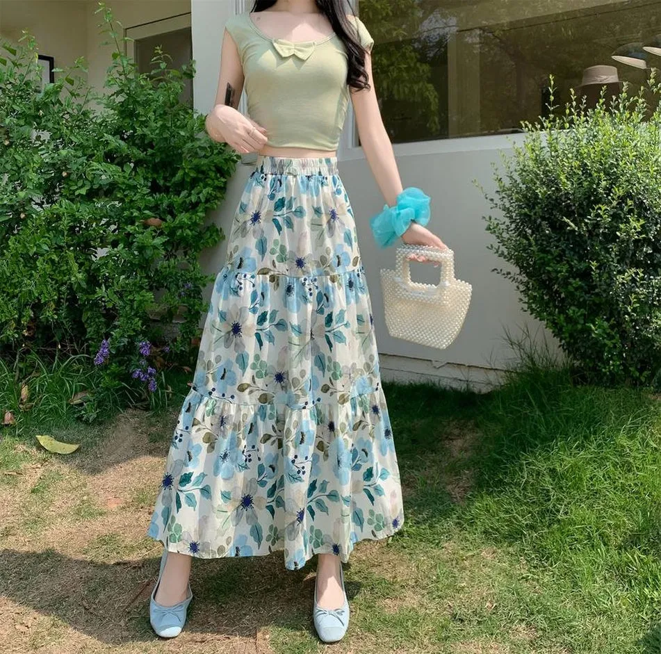 Vintage High-waisted Patchwork Maxi Skirt for Women