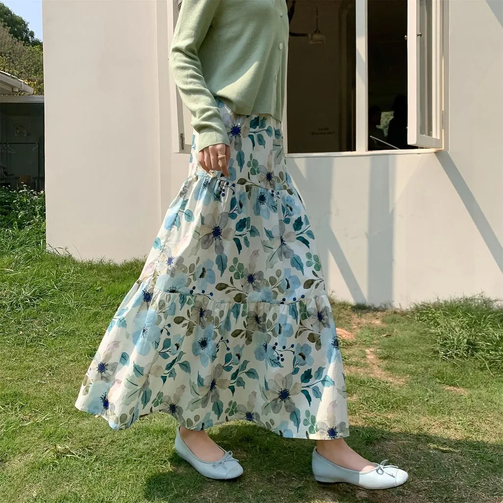 Vintage High-waisted Patchwork Maxi Skirt for Women