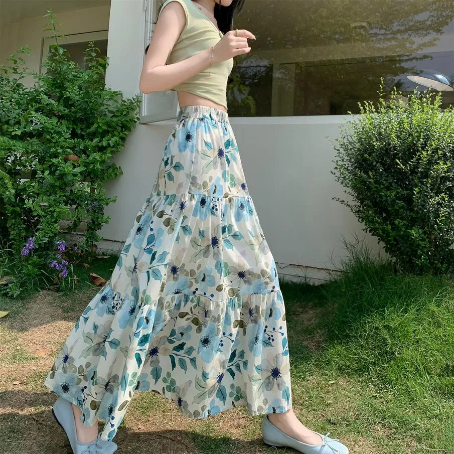 Vintage High-waisted Patchwork Maxi Skirt for Women