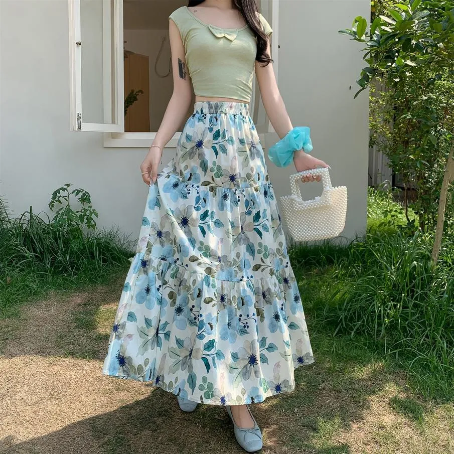 Vintage High-waisted Patchwork Maxi Skirt for Women