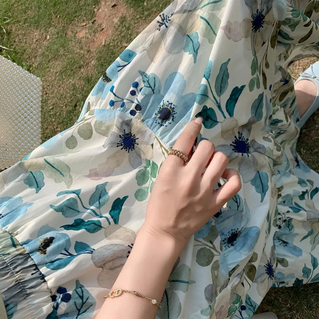 Vintage High-waisted Patchwork Maxi Skirt for Women