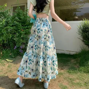 Vintage High-waisted Patchwork Maxi Skirt for Women