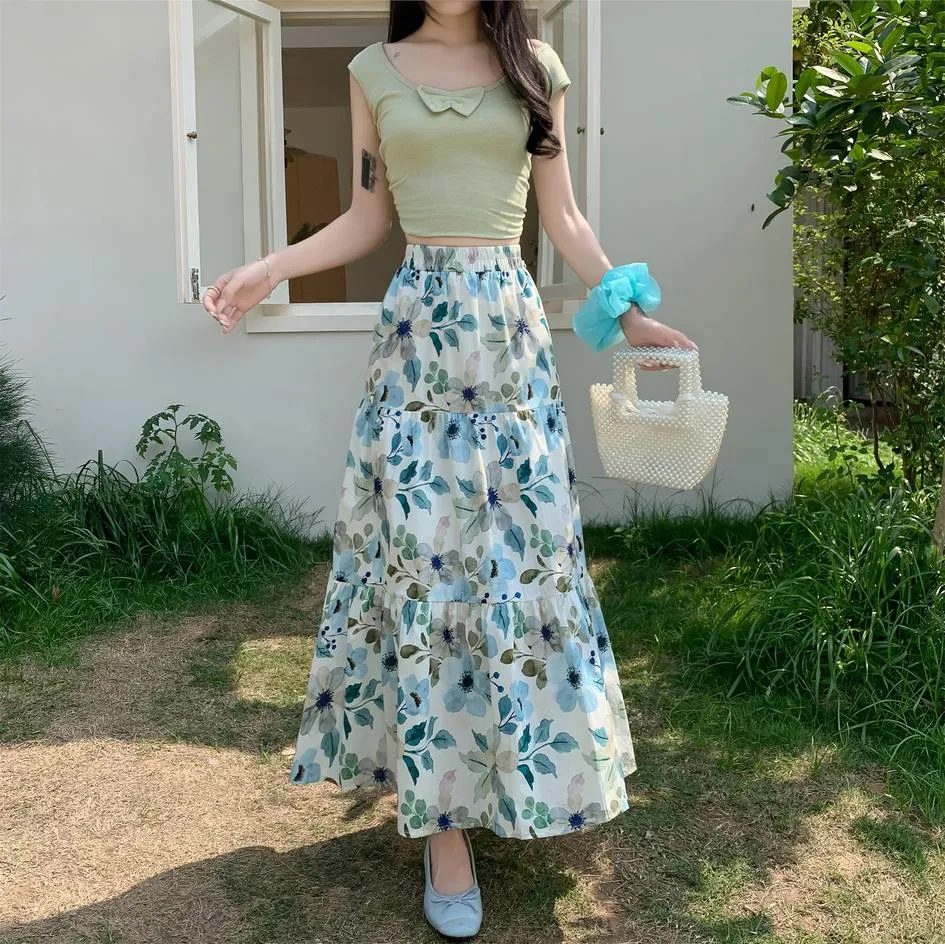 Vintage High-waisted Patchwork Maxi Skirt for Women