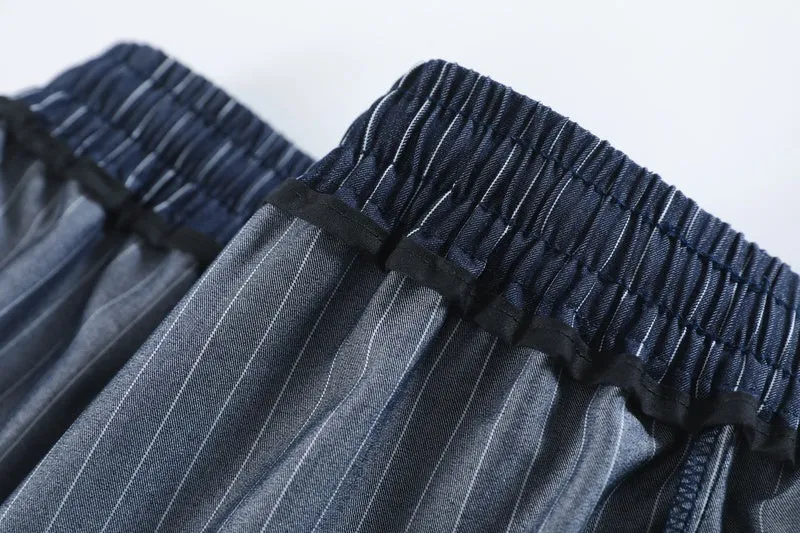Vintage Striped Wide Leg Pants with Breathable Fabric