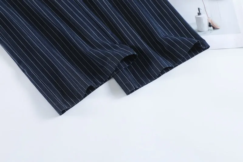 Vintage Striped Wide Leg Pants with Breathable Fabric