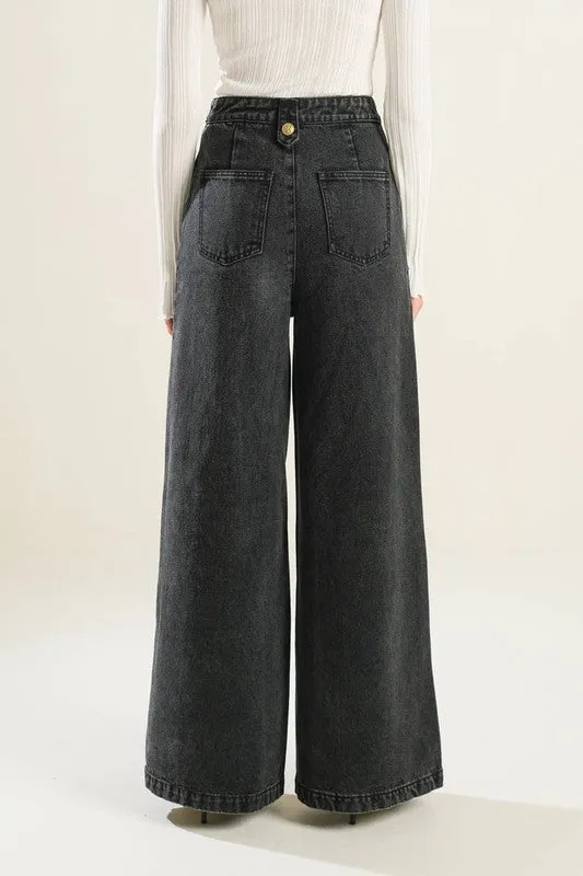 Washed Black Denim Pants