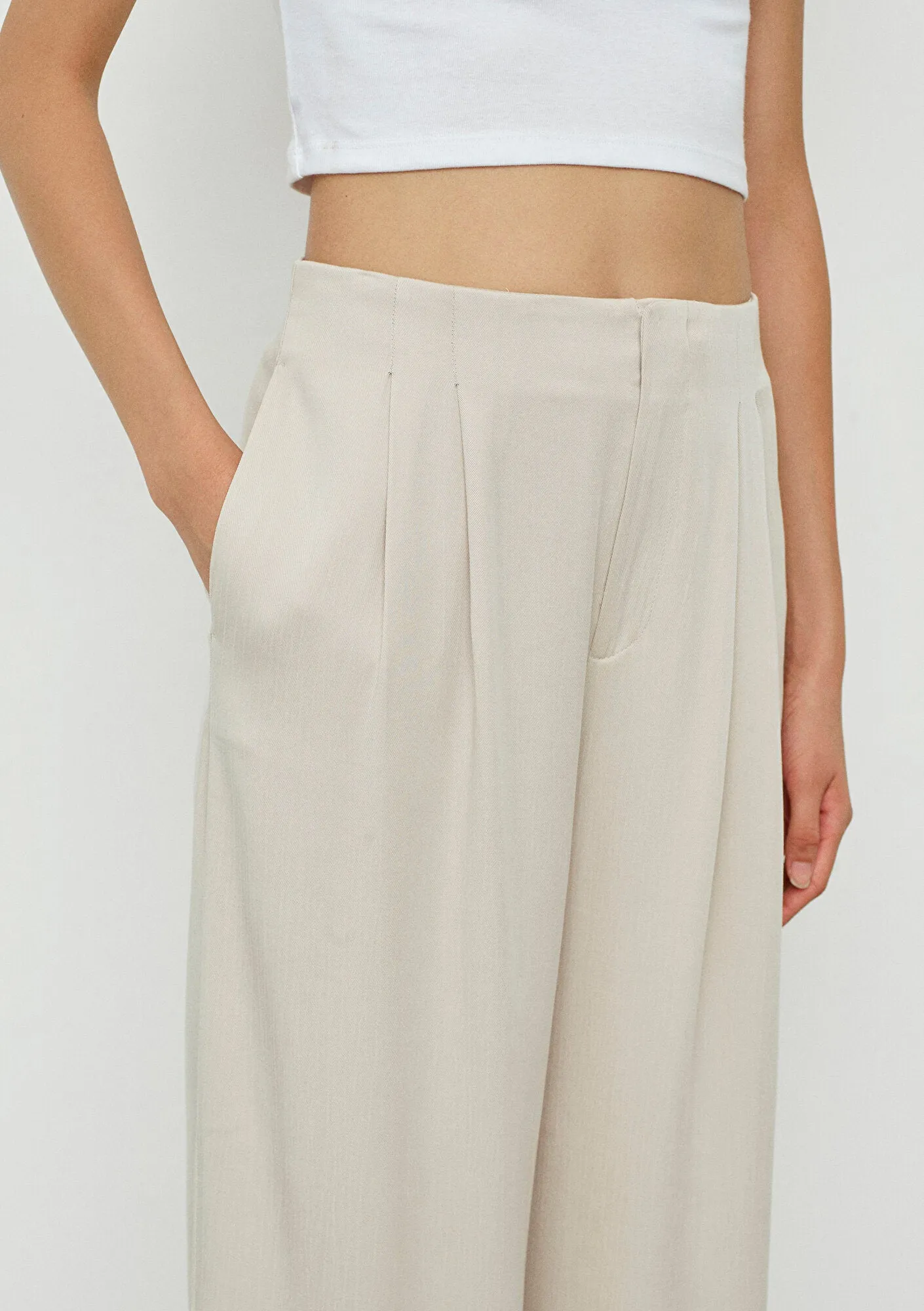 Wide Leg Beige Pants