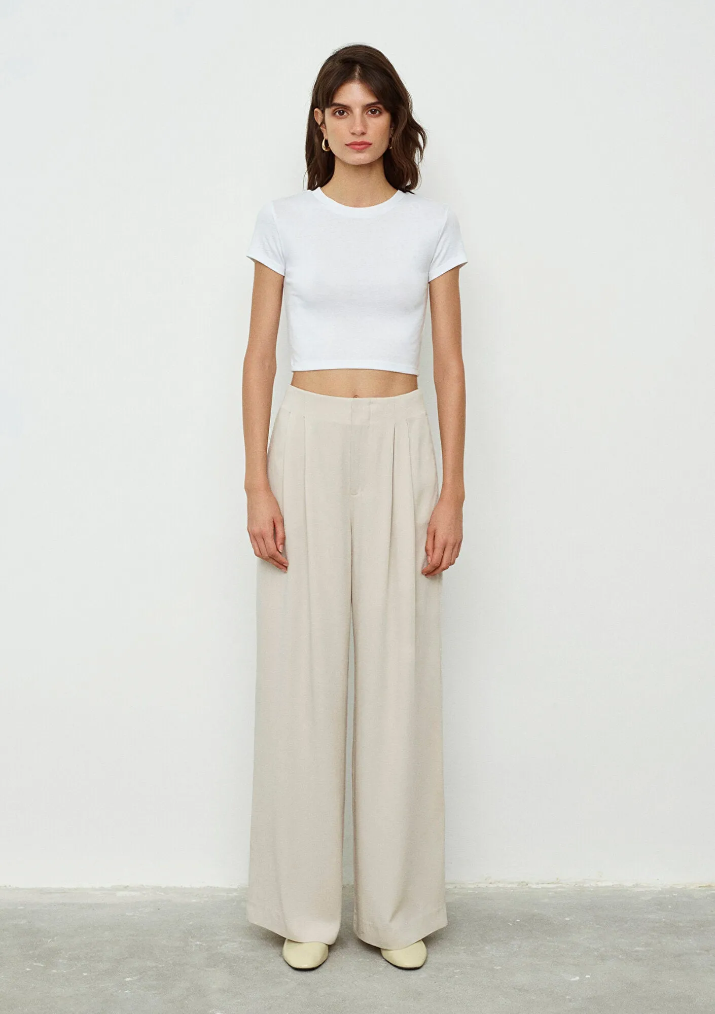 Wide Leg Beige Pants