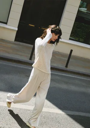 Wide Leg Beige Pants