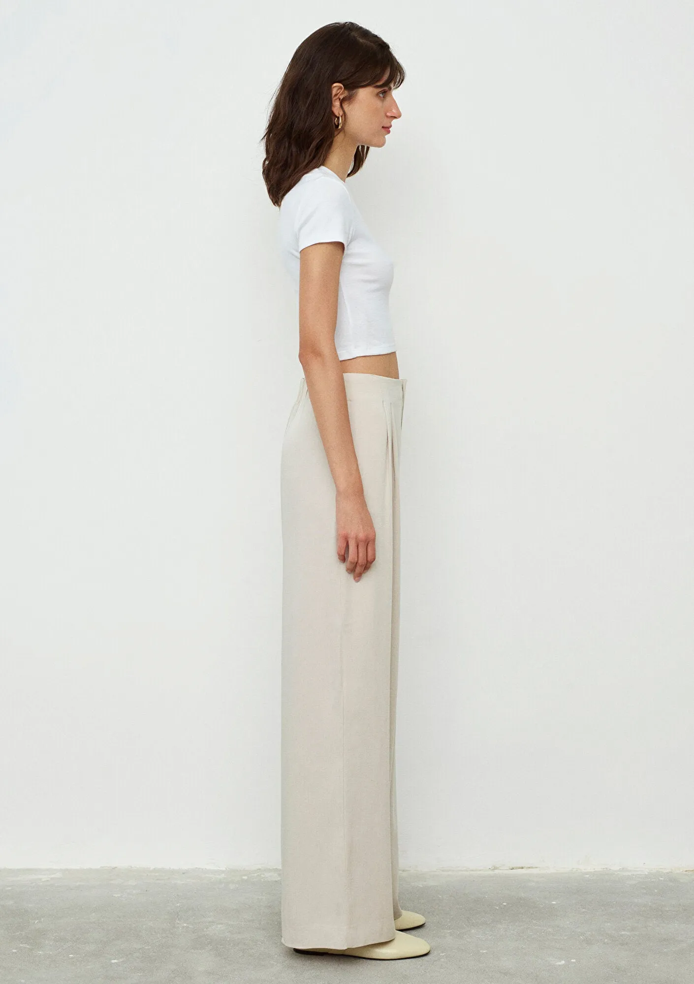 Wide Leg Beige Pants