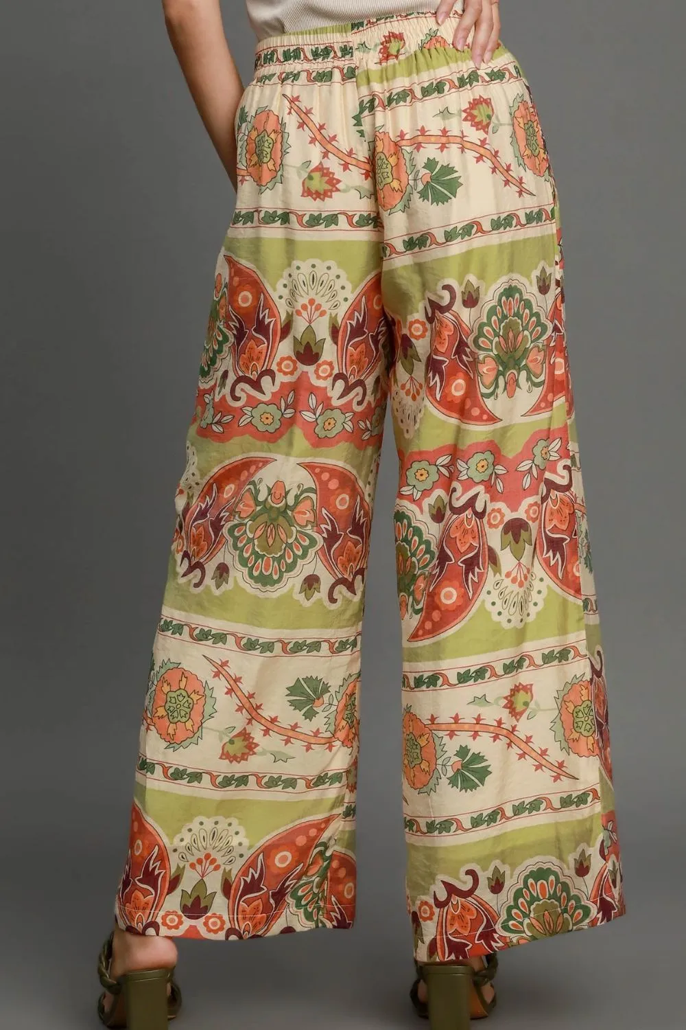 WIDE LEG BORDER PRINT PANT