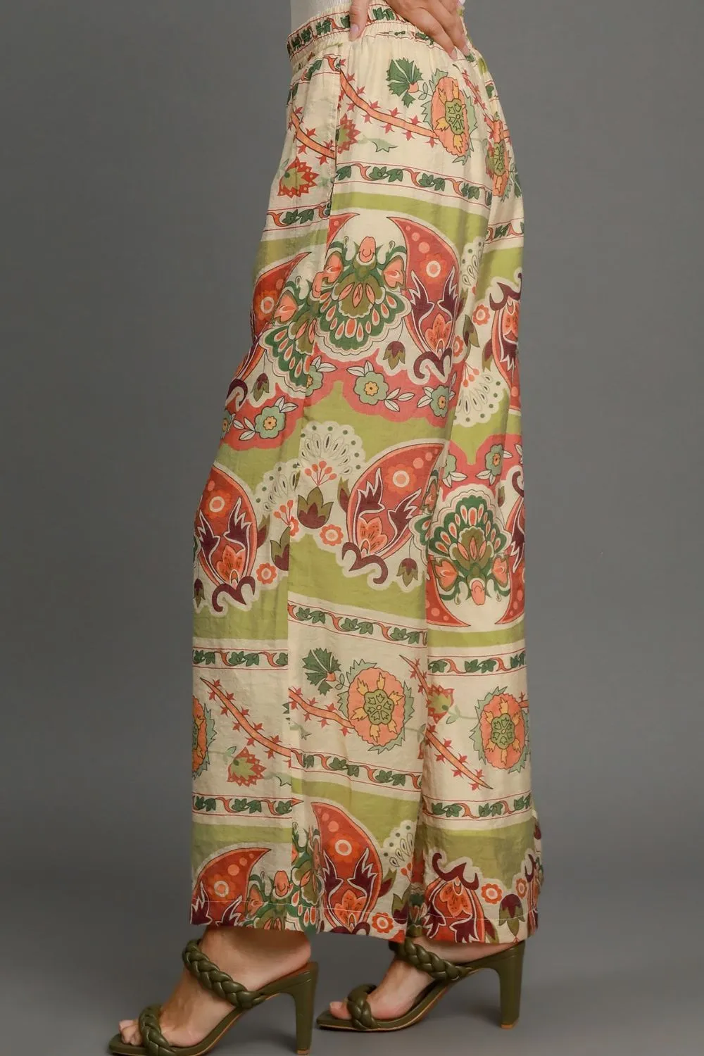 WIDE LEG BORDER PRINT PANT