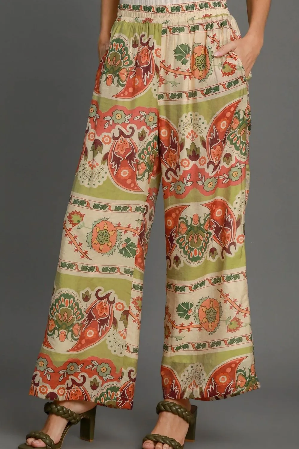WIDE LEG BORDER PRINT PANT