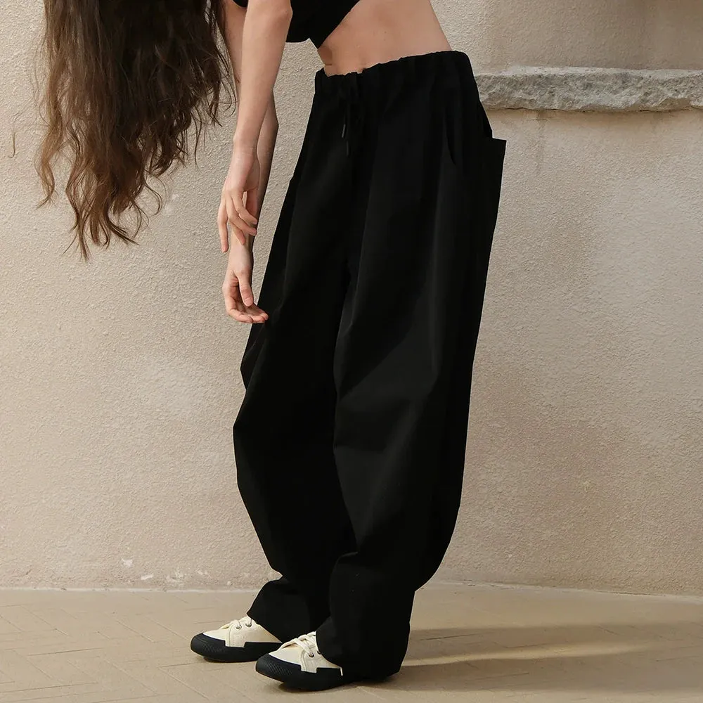 Wide-Leg Drawstring Pants