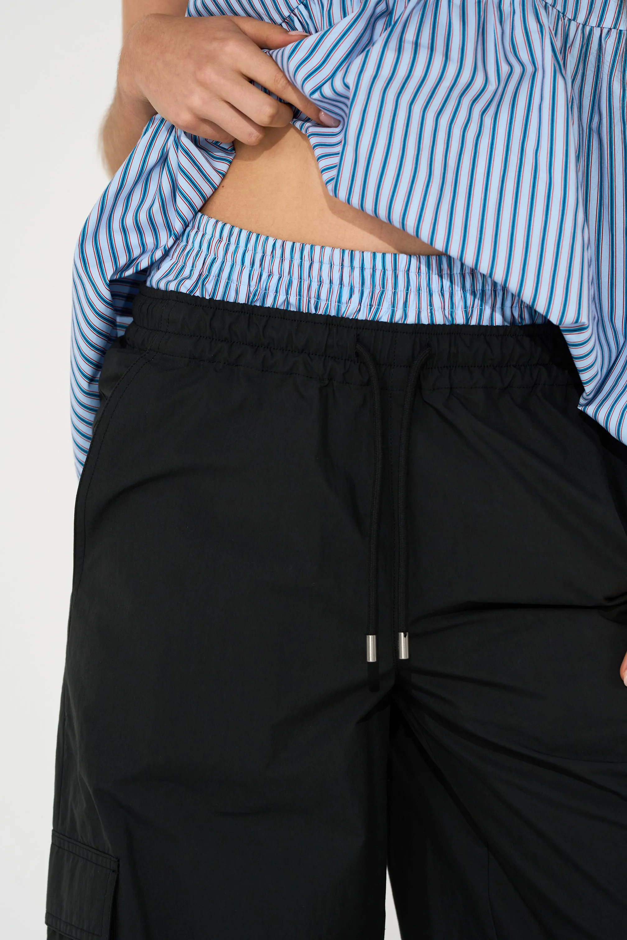 WIDE LEG NYLON CARGO TROUSERS