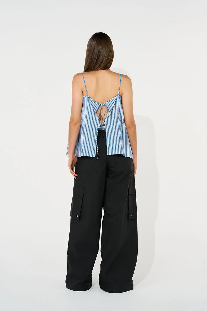WIDE LEG NYLON CARGO TROUSERS