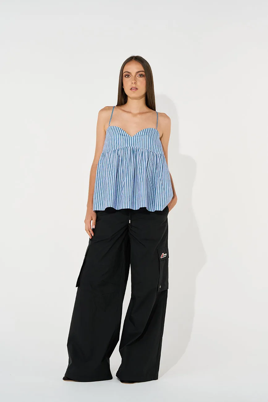 WIDE LEG NYLON CARGO TROUSERS