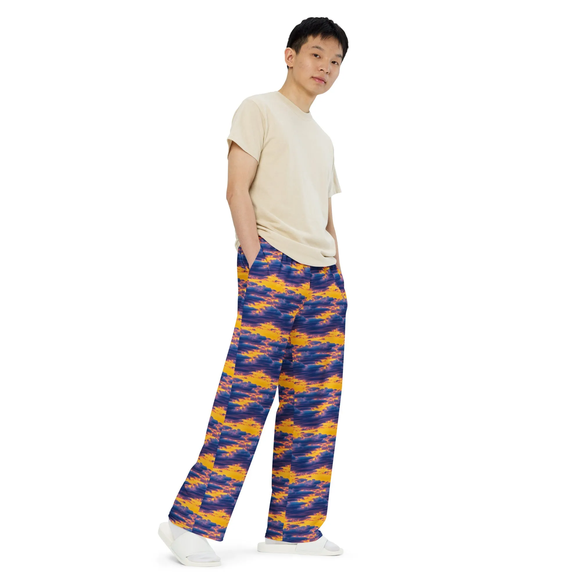 Wide-Leg Pants - Aubergine Clouds