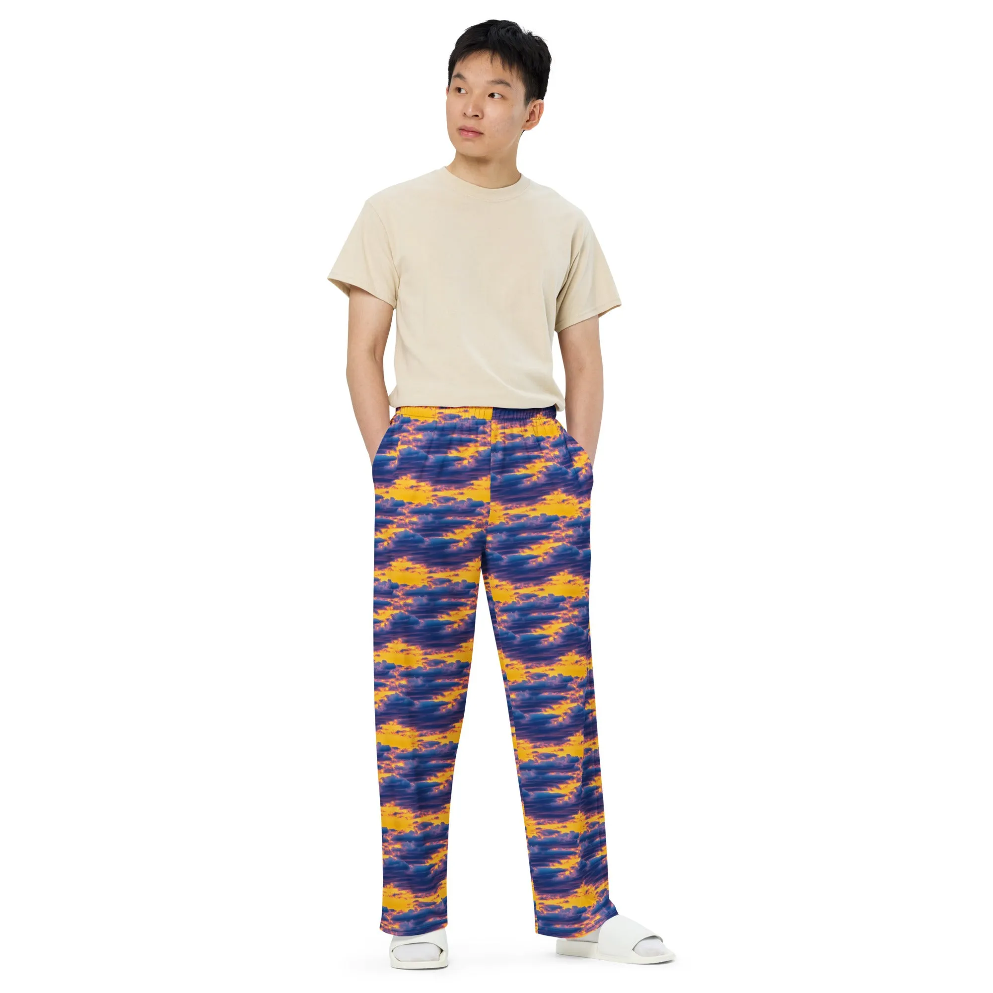 Wide-Leg Pants - Aubergine Clouds