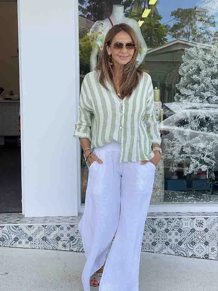 Wide Leg Pocket Pants - White