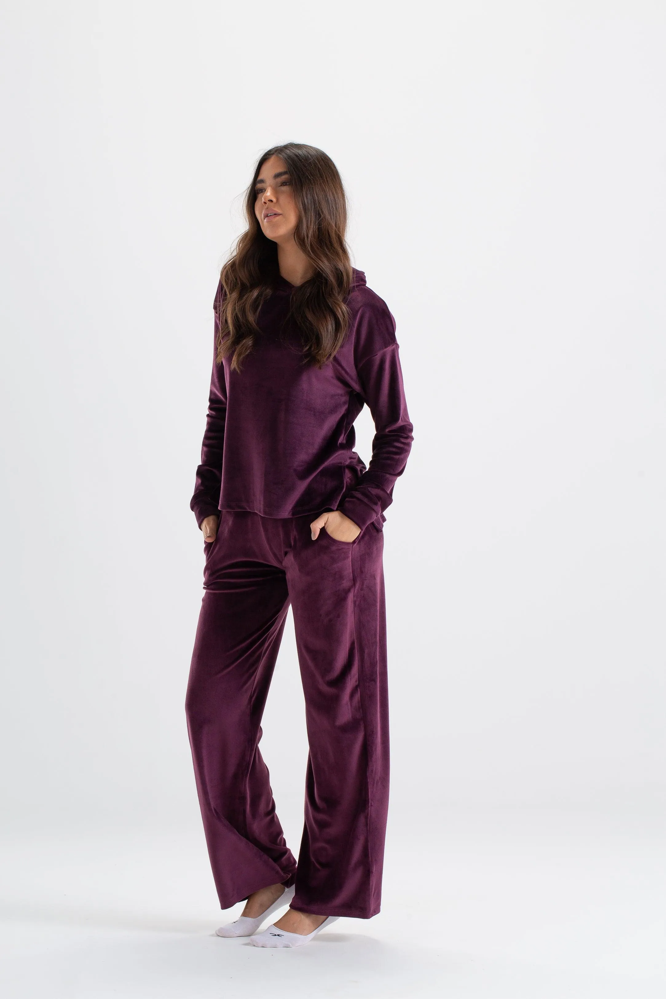 Wine Velvet Pyjama Set