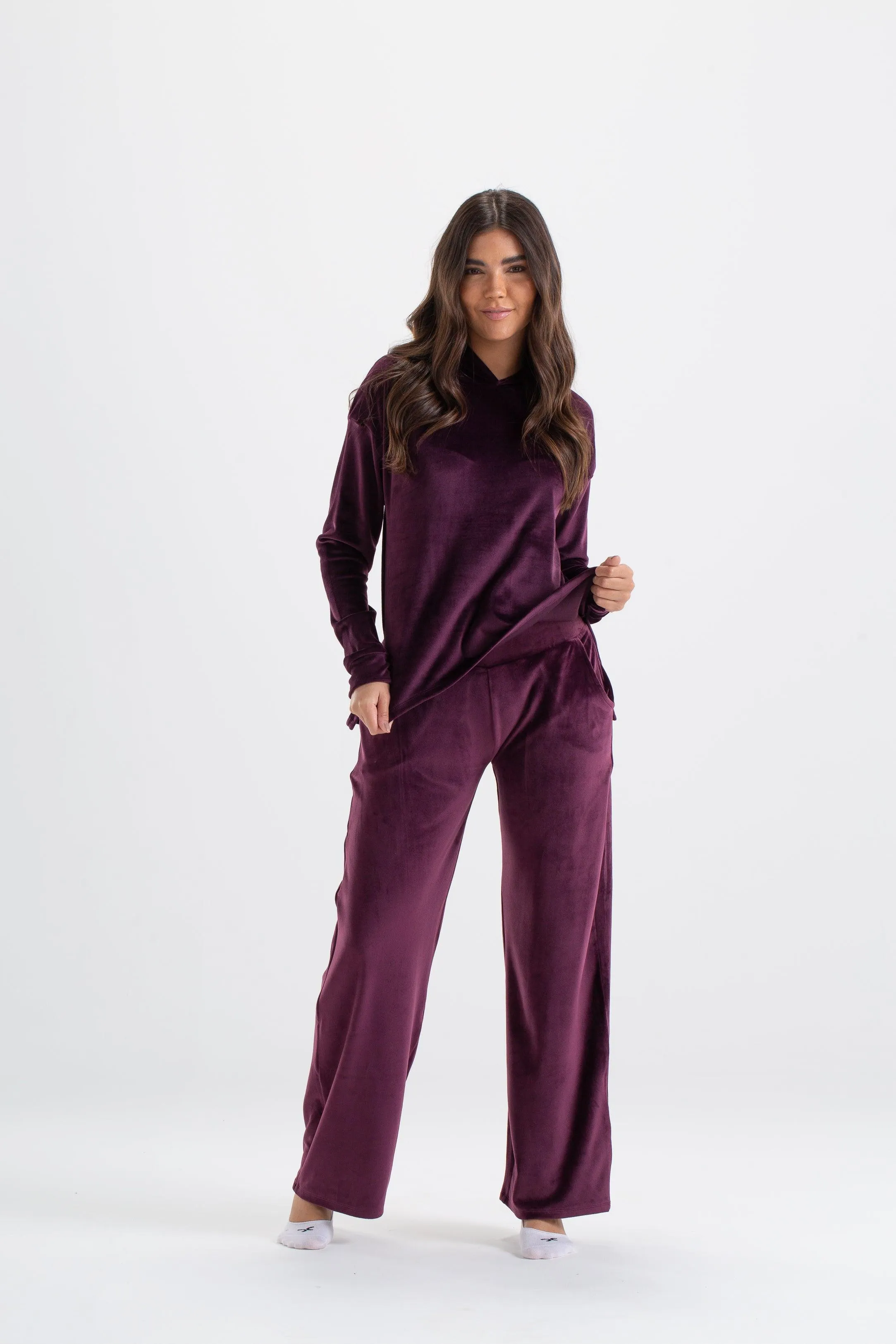 Wine Velvet Pyjama Set