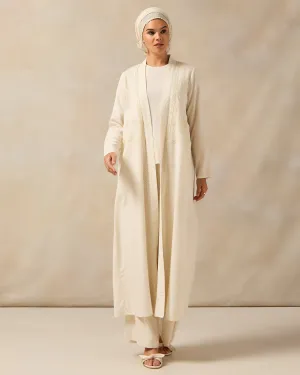 Women Ivory Longline Open-Front Cardigan