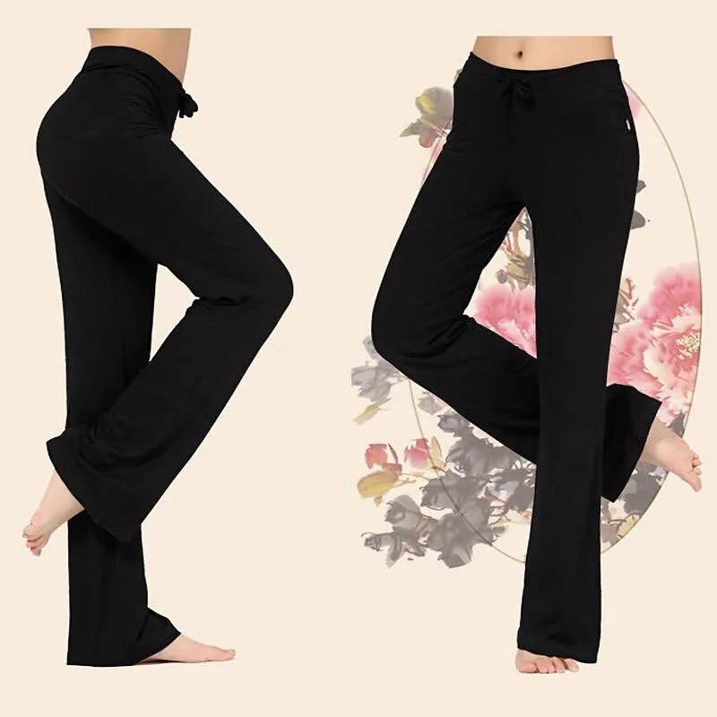 Women Wide Leg Long Pants Yoga Dance Trousers