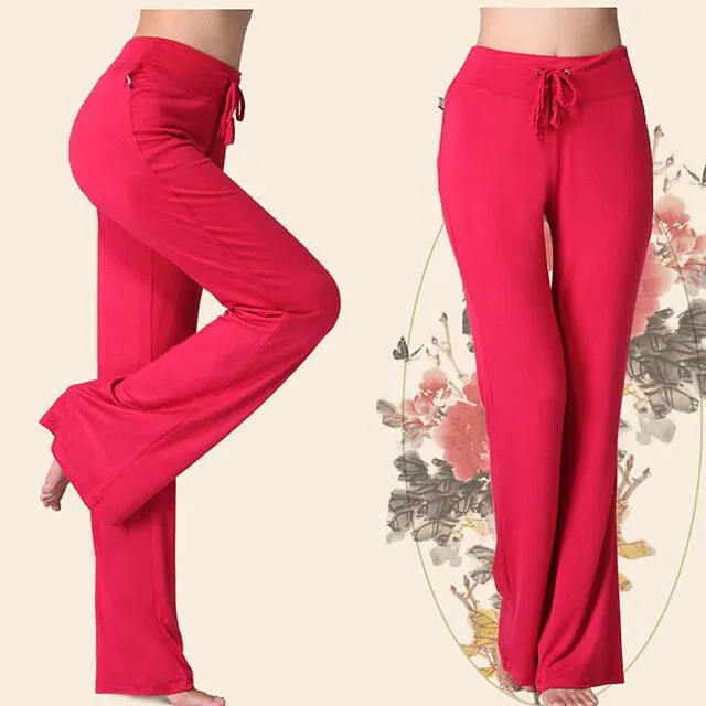 Women Wide Leg Long Pants Yoga Dance Trousers