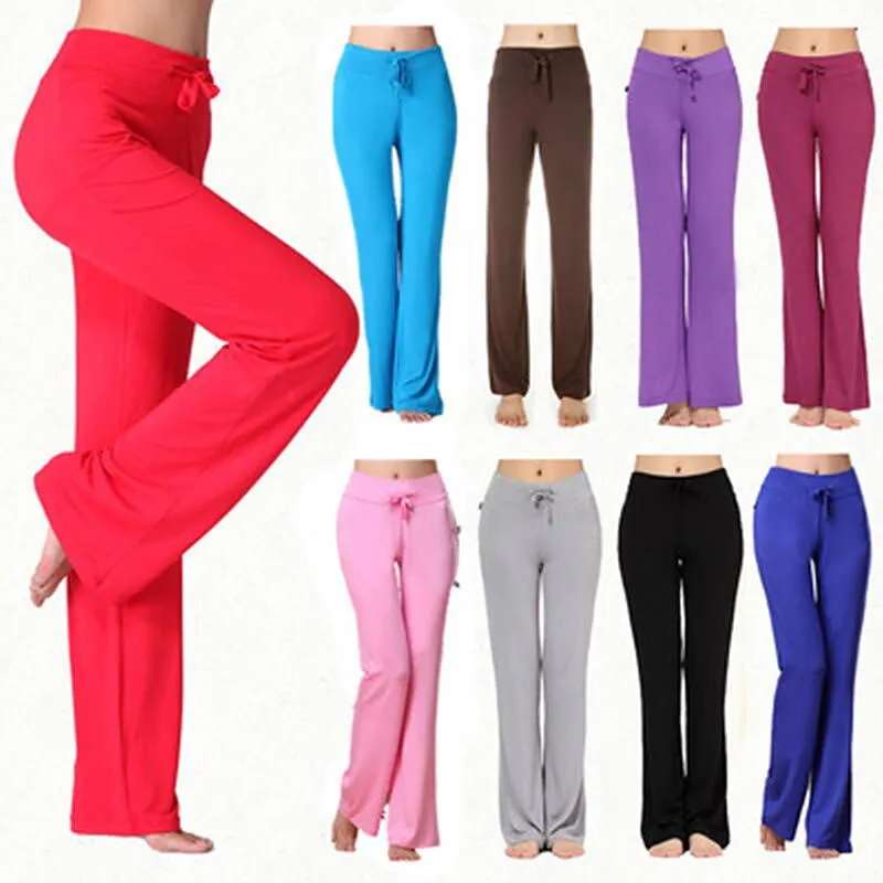 Women Wide Leg Long Pants Yoga Dance Trousers