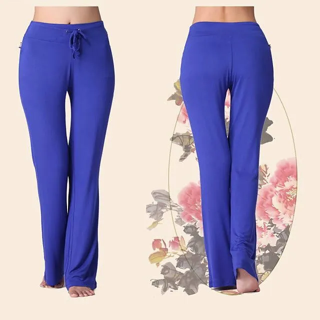 Women Wide Leg Long Pants Yoga Dance Trousers