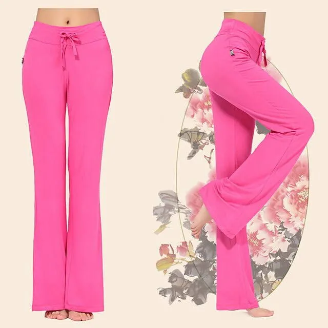 Women Wide Leg Long Pants Yoga Dance Trousers