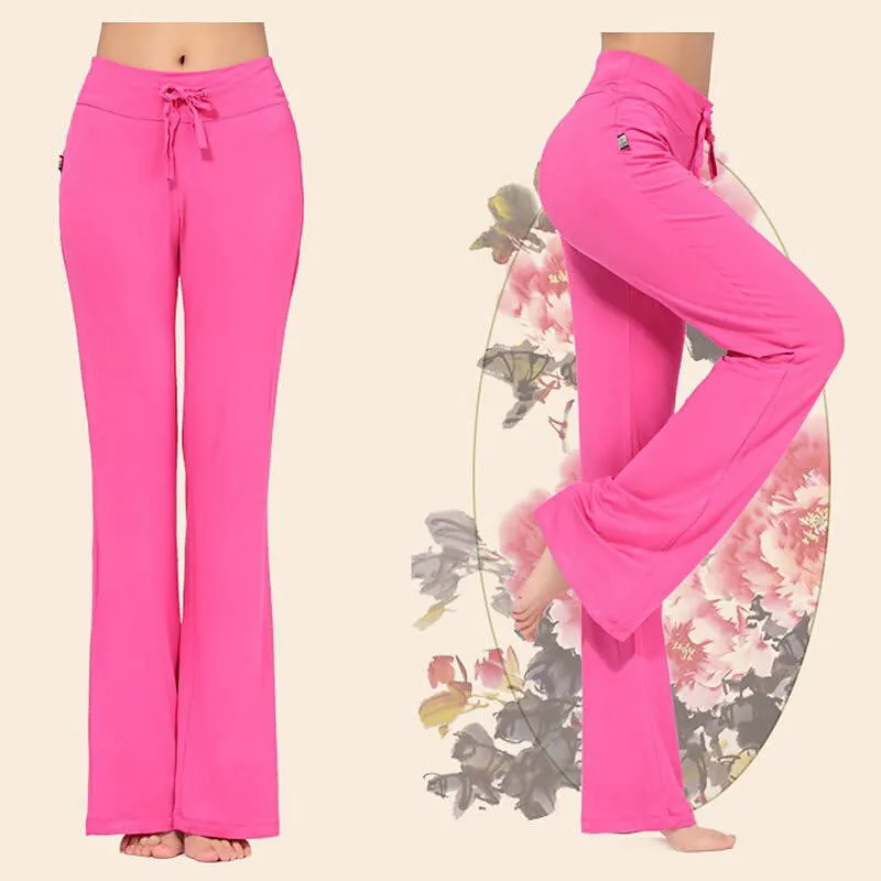 Women Wide Leg Long Pants Yoga Dance Trousers