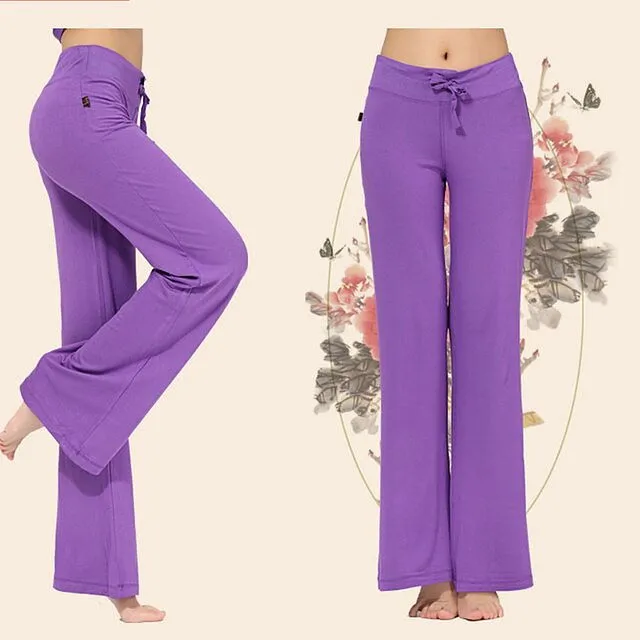 Women Wide Leg Long Pants Yoga Dance Trousers