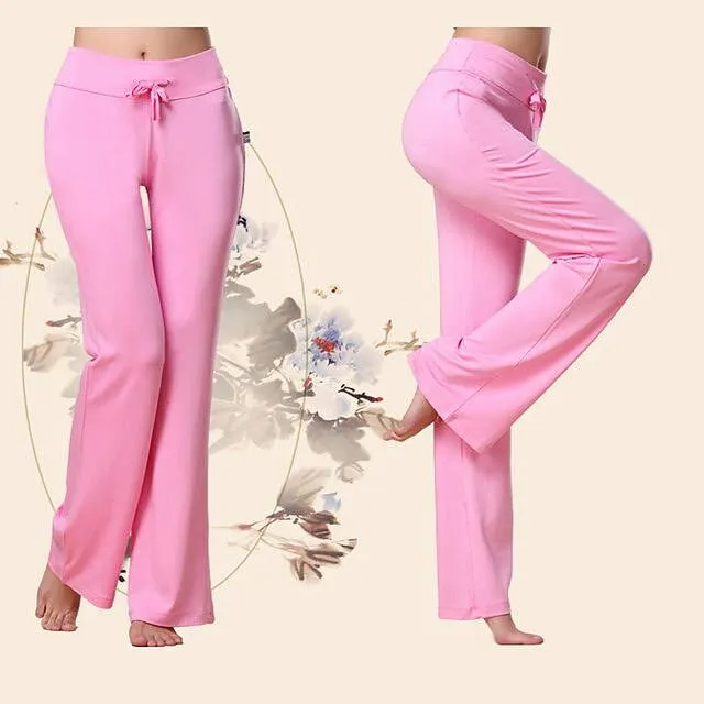 Women Wide Leg Long Pants Yoga Dance Trousers