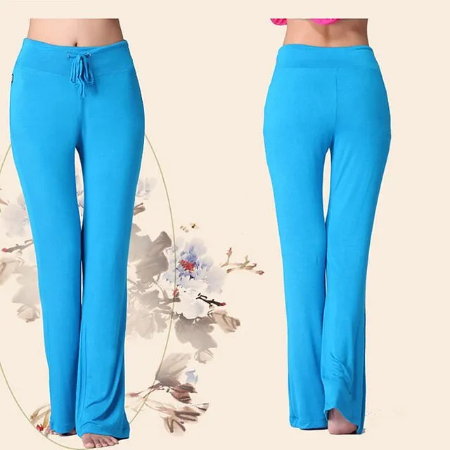 Women Wide Leg Long Pants Yoga Dance Trousers