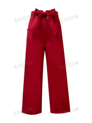 Women's Belted Retro Wide Leg Pants