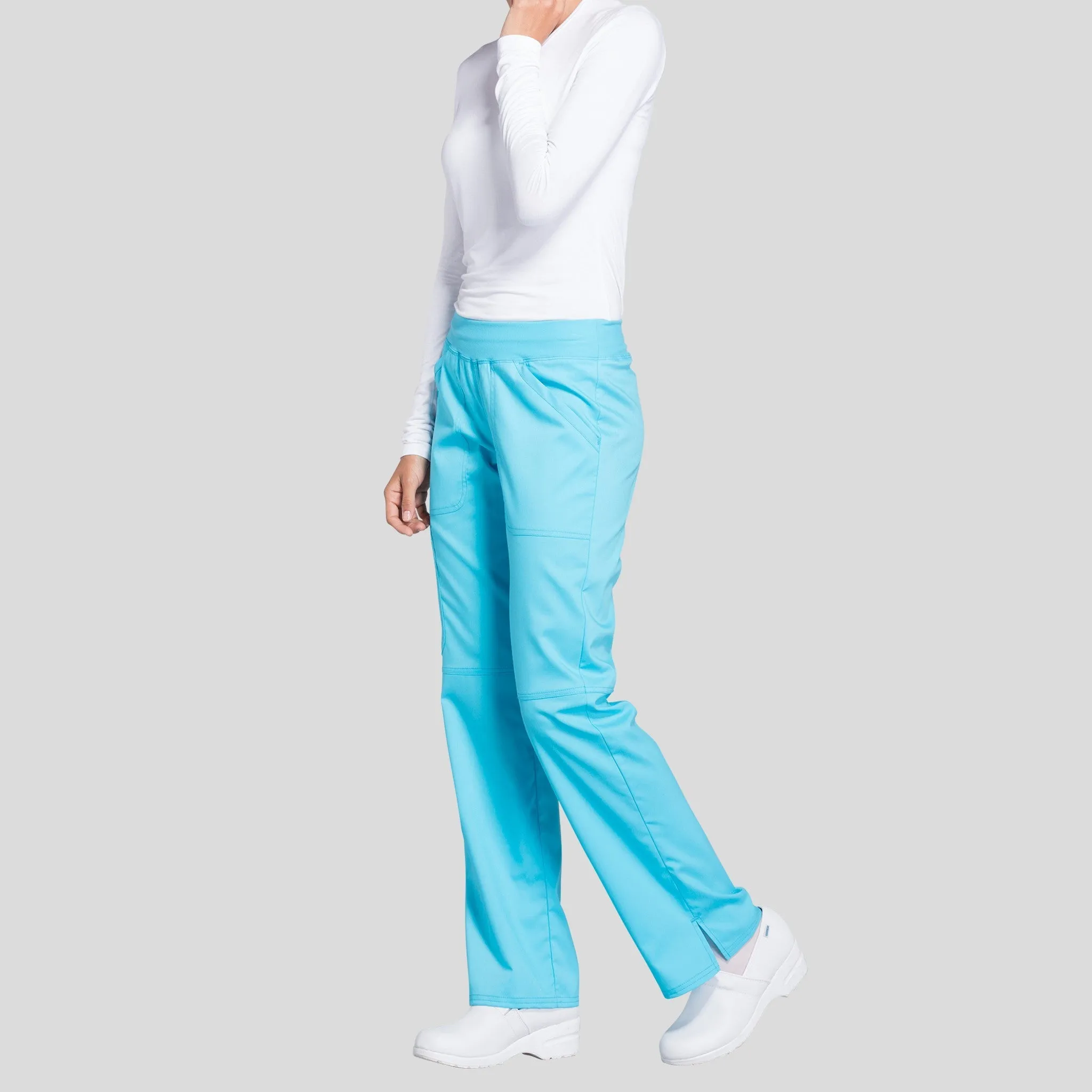 Women's Elastic Waistband Cargo Pull-On Scrub Pant | Turquoise