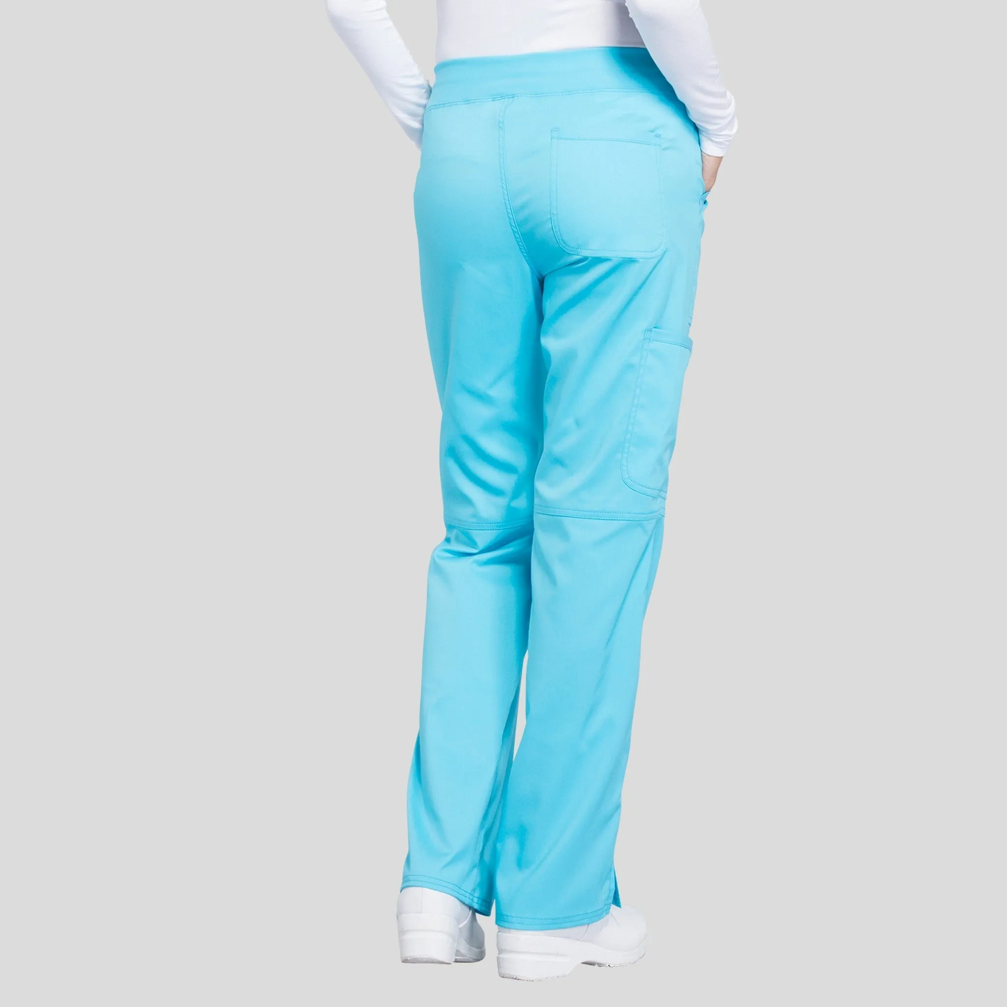 Women's Elastic Waistband Cargo Pull-On Scrub Pant | Turquoise