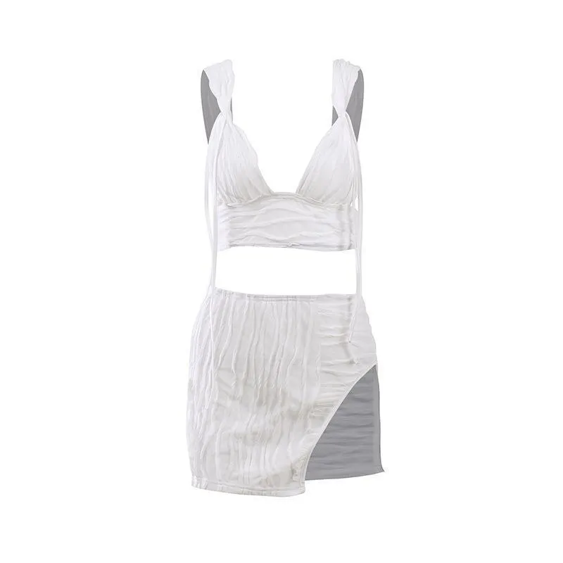 Women's Fork Slip Dress Hot Girl Suit
