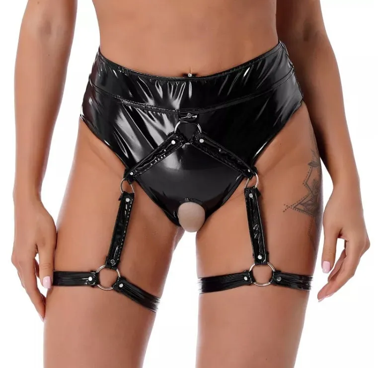 Womens Leather Harness | Womens Body Harness | Crotchless Panties