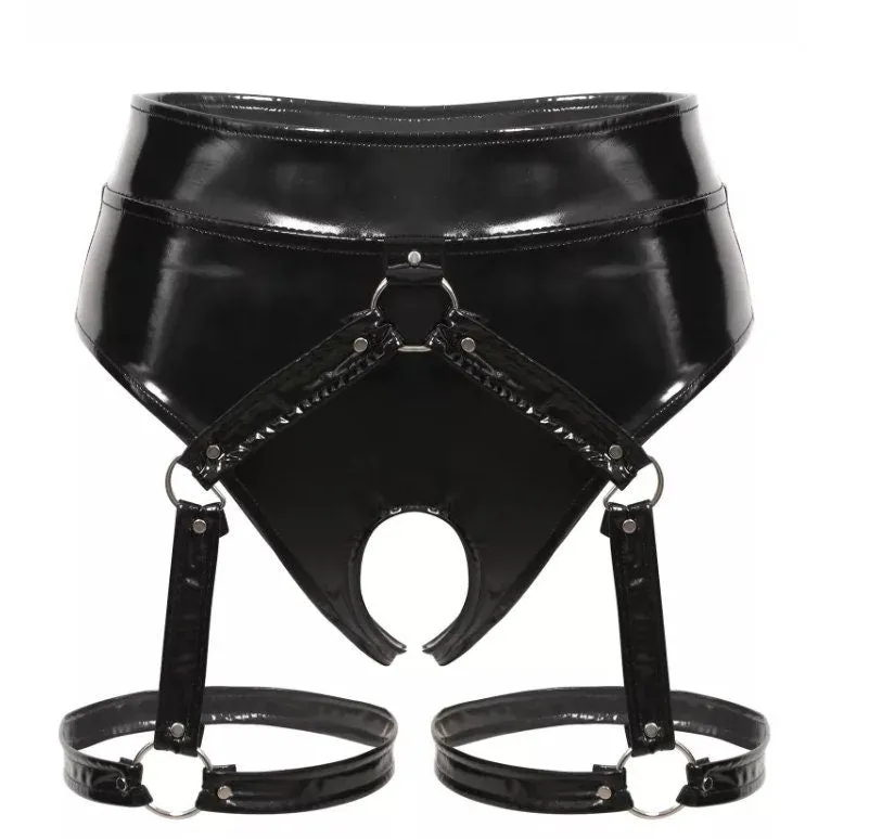 Womens Leather Harness | Womens Body Harness | Crotchless Panties