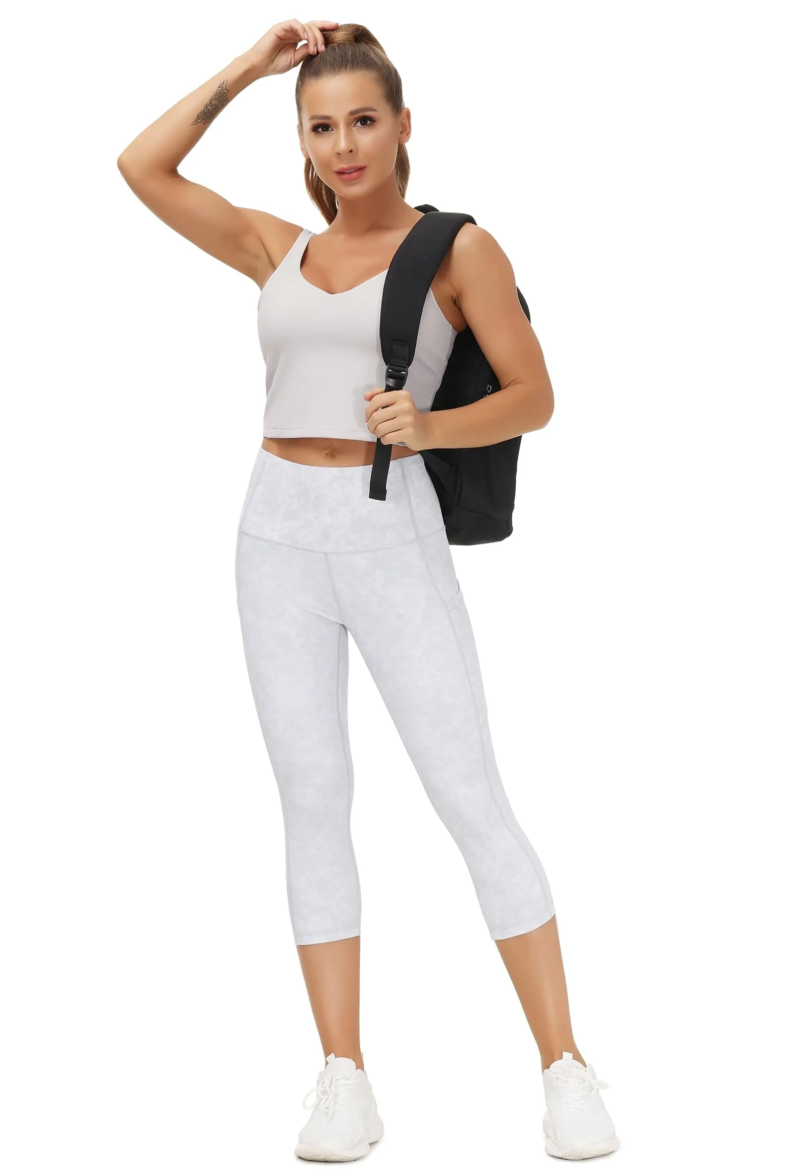 Women’s Longline Sports Bra Wirefree Padded Medium Support Yoga Bras Gym Running Workout Tank Tops (Light Grey)