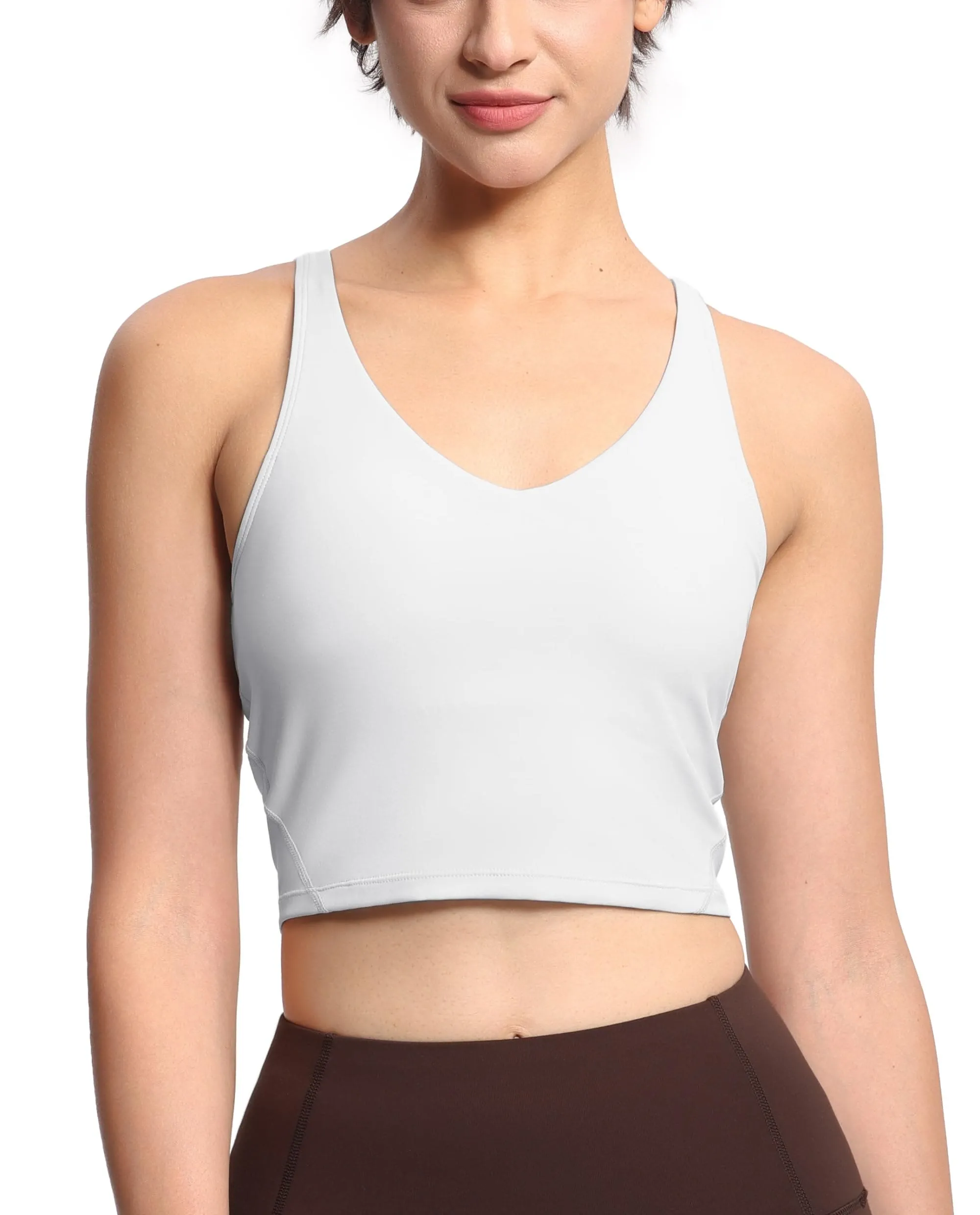 Women’s Longline Sports Bra Wirefree Padded Medium Support Yoga Bras Gym Running Workout Tank Tops