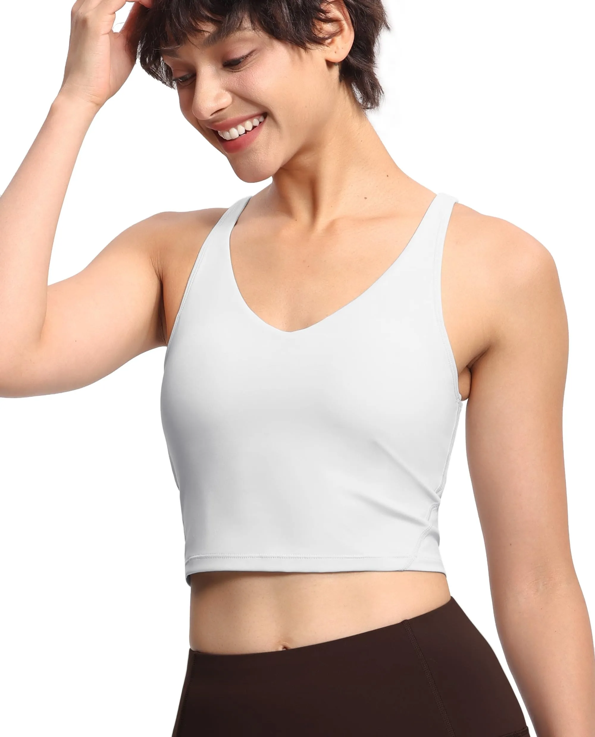 Women’s Longline Sports Bra Wirefree Padded Medium Support Yoga Bras Gym Running Workout Tank Tops