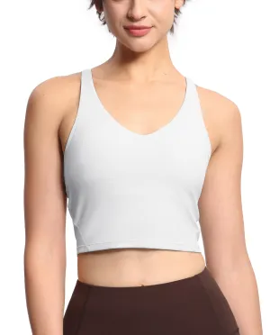 Women’s Longline Sports Bra Wirefree Padded Medium Support Yoga Bras Gym Running Workout Tank Tops