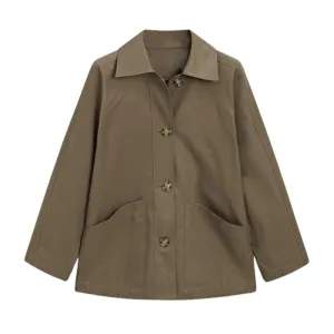 Women's Olive Green Cotton Trench Jacket
