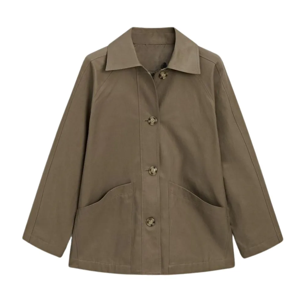 Women's Olive Green Cotton Trench Jacket