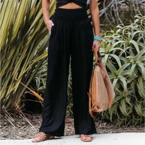 Women's Wide-Leg Linen Pants | High-Waist & Flowy